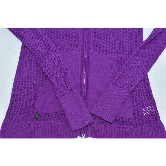 Athleta Sunscape Sweater Womens Sz S Purple Hoodie Zipper Long Sleeve Open Knit - Picture 6 of 12
